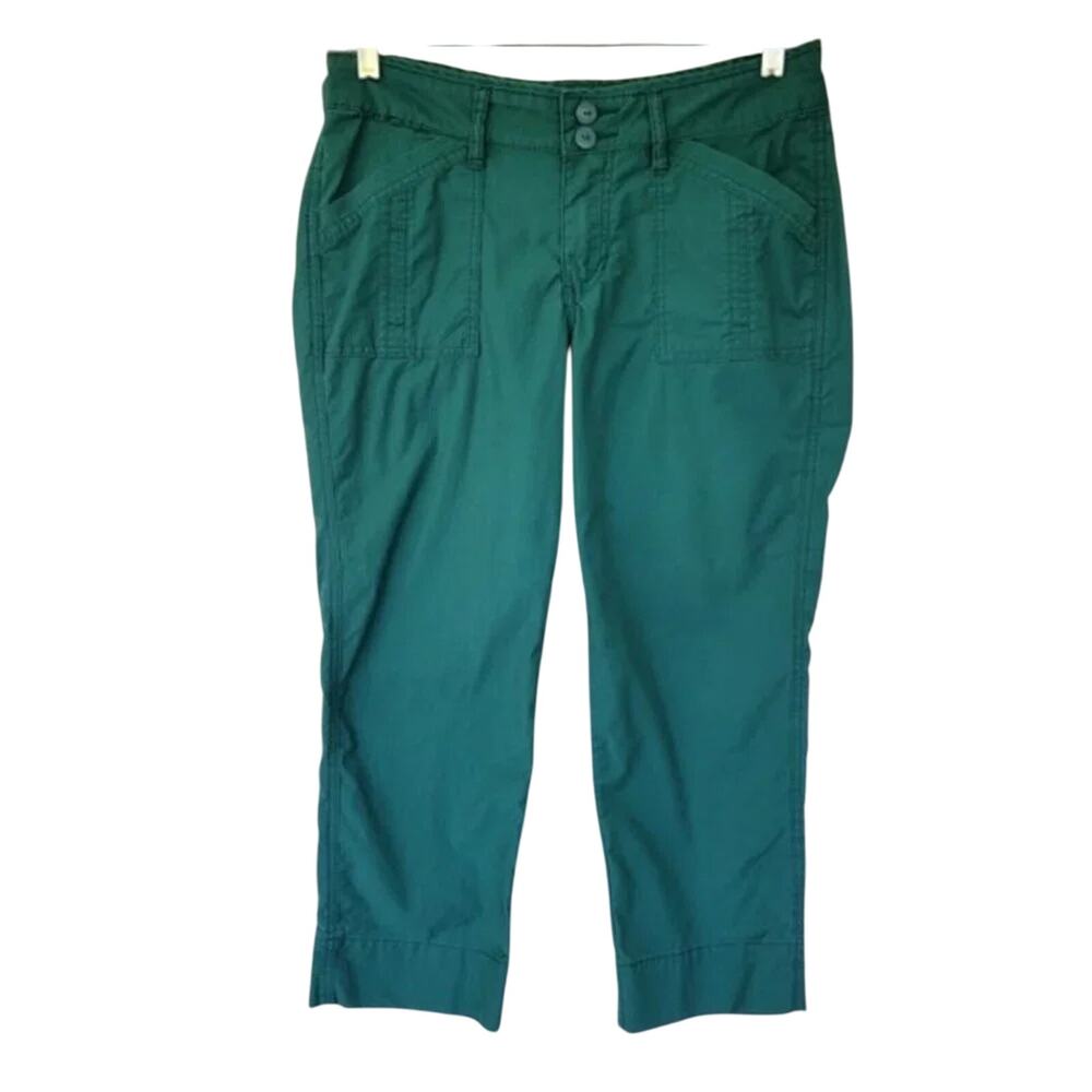 JAG Classic Fit Crop Pants Jade Green Textured Fabric Womens Size 8 Capris